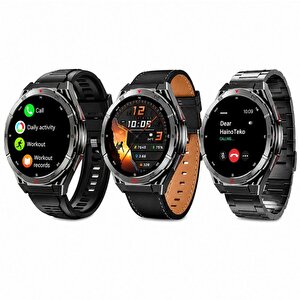 Hainoteko Gps-2 Akıllı Saat Gps Özellikli Amoled Ekran 3 Atm Su Geçirmez 3 Kordonlu Bluetooth Aramalı Siyah