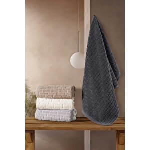İnter 4'lü %100 Pamuk Jakarlı El Banyo Havlu 50x90