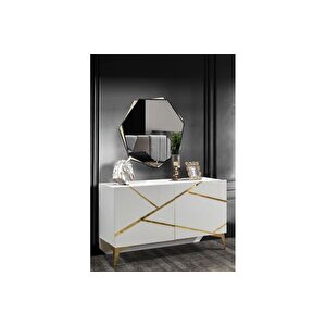 Di̇amond Şi̇fonyer Ve Ayna, Krem Gold, 3 Çekmeceli̇