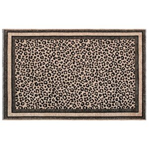 Moretti Nordi Leopar Desenli Makine Dokuma Halı, Siyah, 77x300