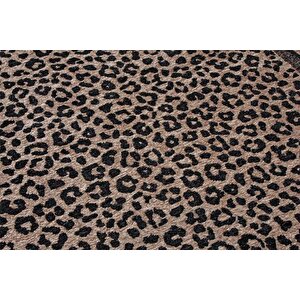 Moretti Nordi Leopar Desenli Makine Dokuma Halı, Siyah, 77x300