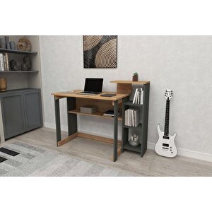 Saye Ki̇taplikli Çalişma Masasi, Antrasi̇t Çam, 5 Rafli