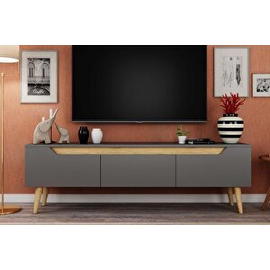 Mana Ahşap Ayakli Tv Üni̇tesi̇, Antrasi̇t, 160 Cm