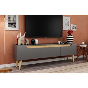 Mana Ahşap Ayakli Tv Üni̇tesi̇, Antrasi̇t, 160 Cm
