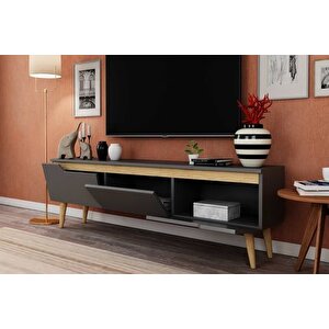 Mana Ahşap Ayakli Tv Üni̇tesi̇, Antrasi̇t, 160 Cm
