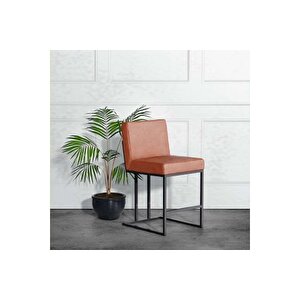Frame Si̇yah Metal Deri̇ Bar Sandalyesi̇