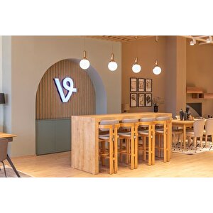 Mi̇lano Ahşap Bar Taburesi̇, Gri̇