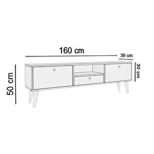 Penta Tv Sehpasi, Ahşap Ayakli, Antrasi̇t, 160 Cm