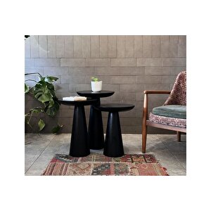 Zi̇gon Mantar Sehpa Mushroom, Üçlü, Si̇yah