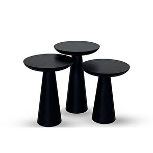 Zi̇gon Mantar Sehpa Mushroom, Üçlü, Si̇yah