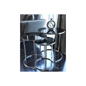 Tubi̇home Zi̇gon Sehpa, Gümüş Metal, Temperli̇ Cam