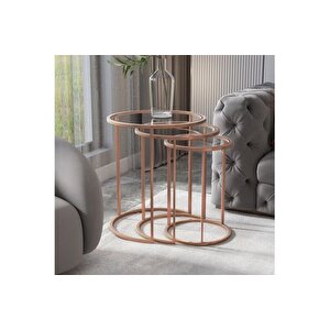 Marsah Home Zi̇gon Sehpa Takimi, Yuvarlak, Bronz Metal Ayak