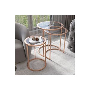 Marsah Home Zi̇gon Sehpa Takimi, Yuvarlak, Bronz Metal Ayak