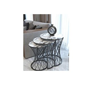 Tubi̇home Hasir C Zi̇gon Sehpa, Si̇yah Metal, Beyaz