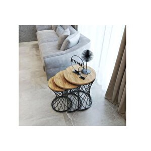Tubi̇home Hasir C Zi̇gon Sehpa Takimi, Meşe