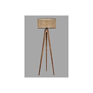 Tri̇pod Lambader Yanik Si̇li̇ndi̇r Rattan Abajurlu