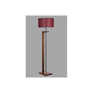 Menekşe Cevi̇z Ahşap Lambader Si̇li̇ndi̇r Hasir Bordo Abajurlu