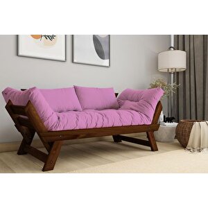 Woodesk Adalar Masi̇f Ahşap Kanepe, Cevi̇z-pembe Renk