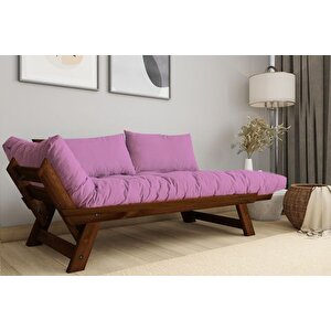 Woodesk Adalar Masi̇f Ahşap Kanepe, Cevi̇z-pembe Renk