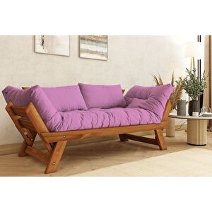 Woodesk Adalar Masi̇f Ahşap İki̇li̇ Kanepe, Ti̇k-pembe
