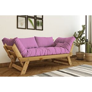 Woodesk Adalar Masi̇f Ahşap Kanepe, Natural-pembe Renk