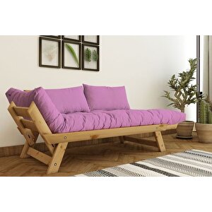 Woodesk Adalar Masi̇f Ahşap Kanepe, Natural-pembe Renk