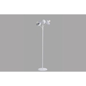 Küre Üçlü Beyaz Lambader Metal Başlikli