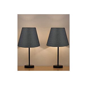 Evli̇ght Black İki̇li̇ Abajurmasa Lambasi, Metal, Si̇yah
