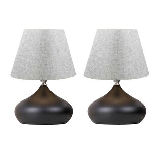 Evli̇ght Lapi̇s İki̇li̇ Set, Gri̇ Şapka, Tekli̇ Metal Abajur