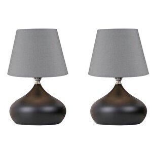 Lapi̇s İki̇li̇ Set, Antrasi̇t Şapka, Tekli̇ Metal Abajur