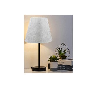 Evli̇ght Black Tekli̇ Abajur Metal Masa Lambasi, Gri̇
