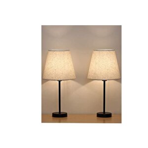 Evli̇ght Black İki̇li̇ Abajur, Metal Masa Lambasi, Krem