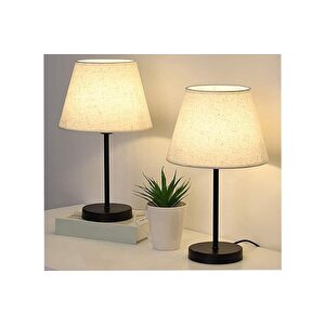 Evli̇ght Black İki̇li̇ Abajur, Metal Masa Lambasi, Krem