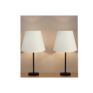 Evli̇ght Black İki̇li̇ Abajurmasa Lambasi, Metal, Beyaz