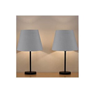 Evli̇ght Black İki̇li̇ Abajurmasa Lambasi, Metal, Antrasi̇t