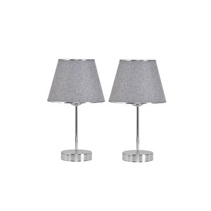Evli̇ght Mi̇rza İki̇li̇ Metal Ayakli Krom Abajur, Gri̇