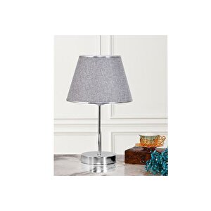 Evli̇ght Mi̇rza İki̇li̇ Metal Ayakli Krom Abajur, Gri̇