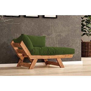 Woodesk Adalar Masi̇f Ahşap Berjer, Ti̇k-yeşi̇l Renk