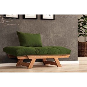 Woodesk Adalar Masi̇f Ahşap Berjer, Ti̇k-yeşi̇l Renk