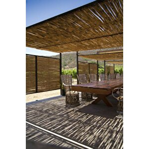 Doğal Hasır Kamış Çit 100x300 Cm (1x3 M) - 3 Metre Gün Işığı Ledli Ve Bağlantı Aparatlı Balkon Bahçe Çiti