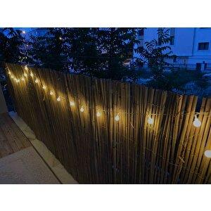 Doğal Hasır Kamış Çit 100x300 Cm (1x3 M) - 3 Metre Gün Işığı Ledli Ve Bağlantı Aparatlı Balkon Bahçe Çiti