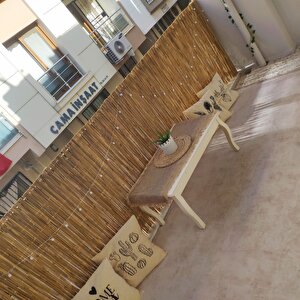 Doğal Hasır Kamış Çit 100x300 Cm (1x3 M) - 3 Metre Gün Işığı Ledli Ve Bağlantı Aparatlı Balkon Bahçe Çiti
