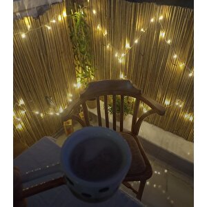 Doğal Hasır Kamış Çit 100x300 Cm (1x3 M) - 3 Metre Gün Işığı Ledli Ve Bağlantı Aparatlı Balkon Bahçe Çiti
