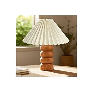 Ahsena Handmade Ahşap Pi̇leli̇ Abajur, Krem