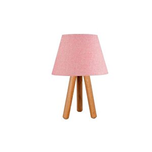 Evli̇ght Üç Ayakli Ahşap Abajur, Pembe