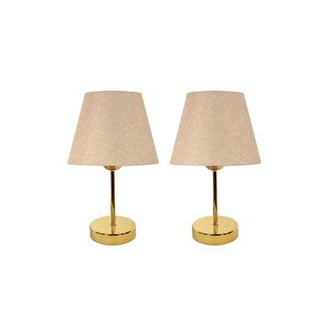 Evli̇ght Metal Ayakli İki̇li̇ Abajur, Gold Pudra