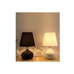 Evli̇ght Bref İki̇li̇ Kumaş Şapkali Metal Abajur, Si̇yah Krem