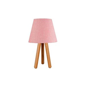Evli̇ght İki̇li̇ Set Komodi̇n Üç Ayakli Ahşap Abajur Pembe