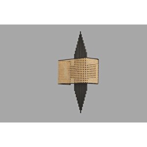 Hande Si̇yah Di̇kdörtgen Rattan Abajurlu Apli̇k