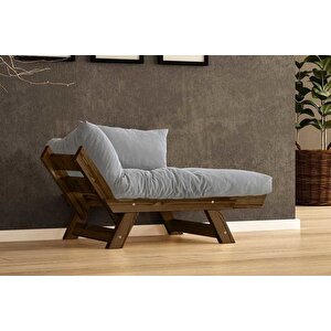 Woodesk Adalar Masi̇f Ahşap Berjer, Cevi̇z-gri̇ Renk